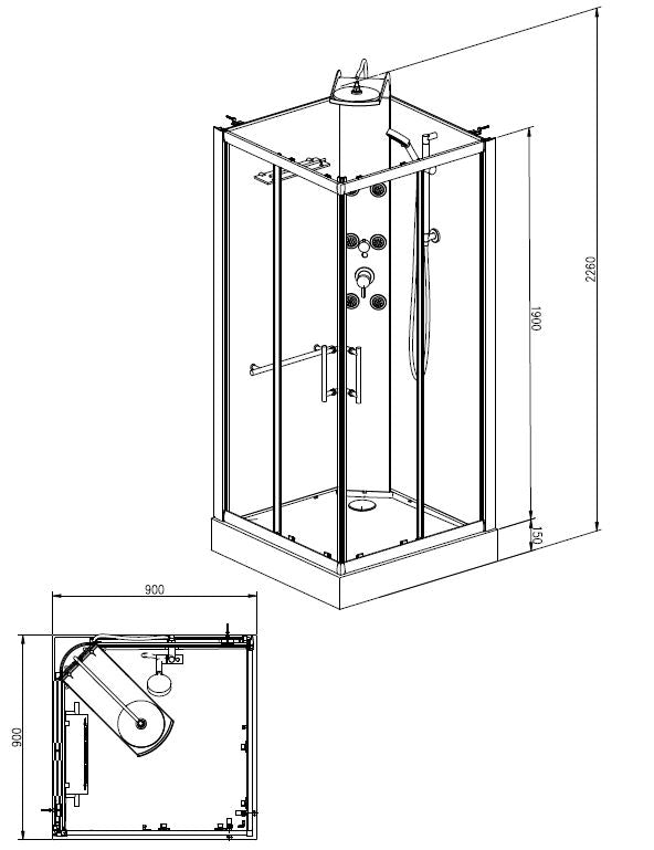 Wiesbaden Rainbow complete douchecabine 90x90x226 5mm veiligheidsglas
