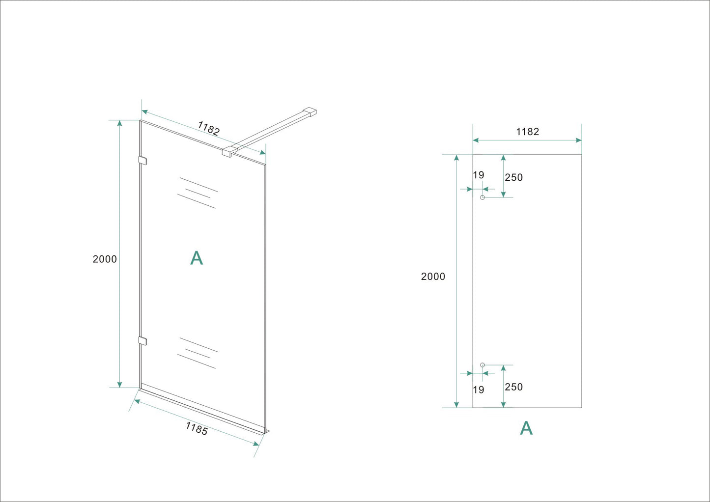 Wiesbaden profielloze inloopdouche 120x200 cm - 8mm NANO glas