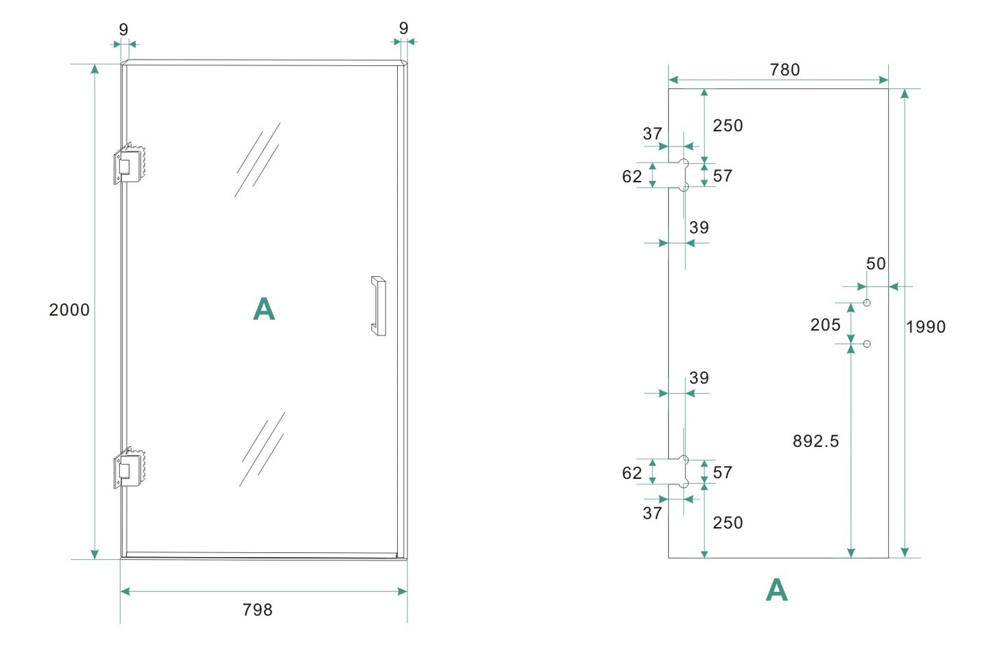 Wiesbaden profielloze nisdeur 80x200 cm 8 mm NANO glas