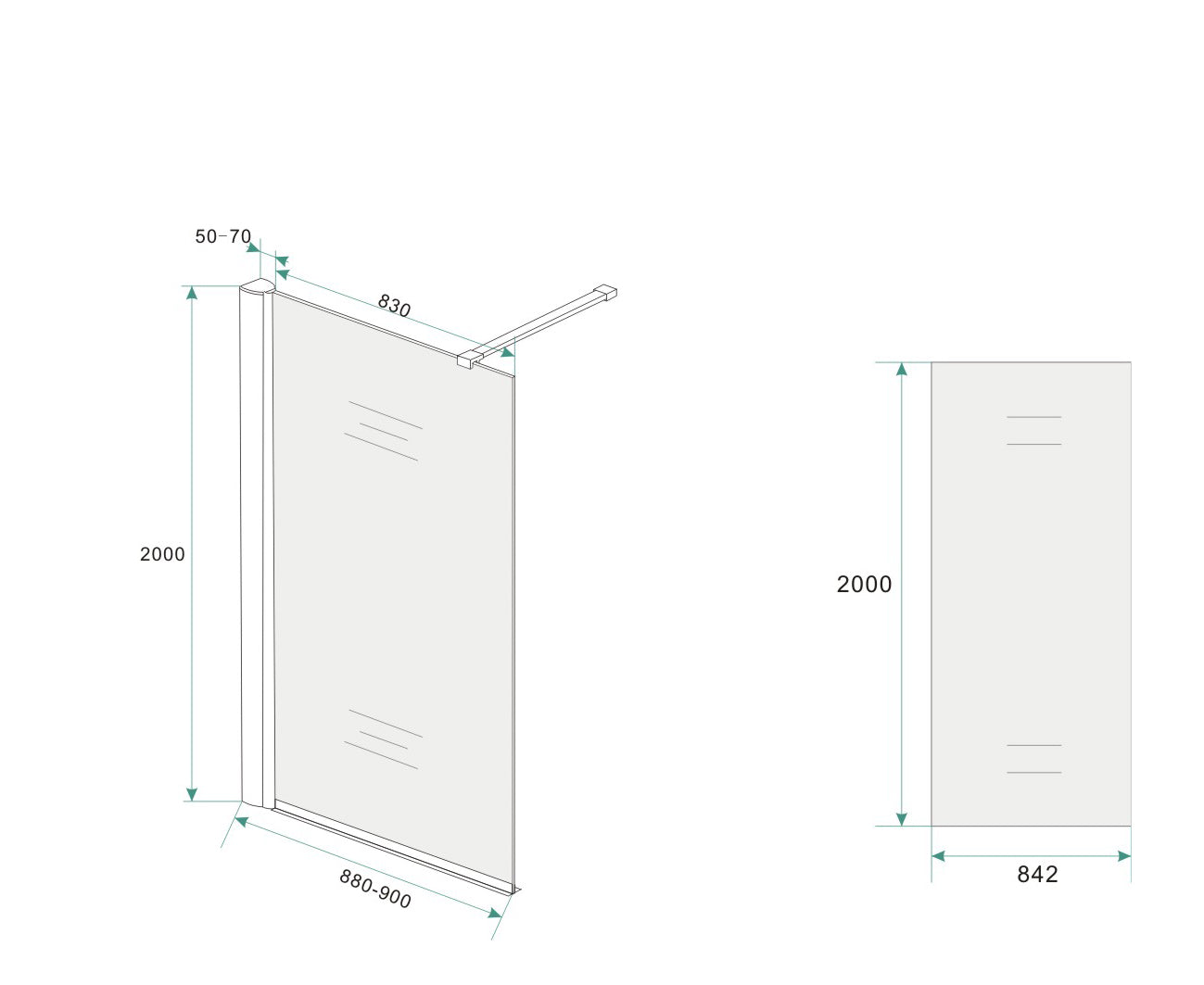 Wiesbaden Comfort inloopdouche 90x200 cm - 10mm NANO geheel matglas