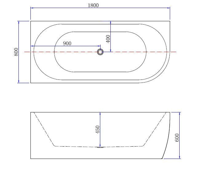 Wiesbaden Corner links acryl hoekbad 180x80 wit