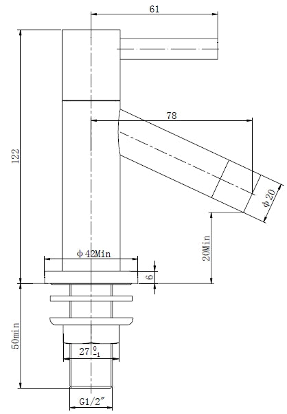 Wiesbaden Benga toiletkraan 1/2'' chroom
