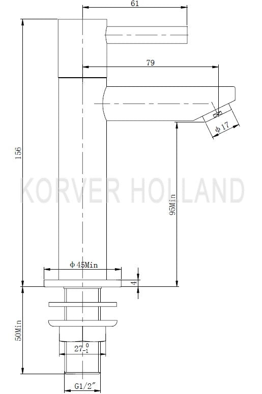 Wiesbaden Amador XL toiletkraan hoog 1/2''geborsteld staal
