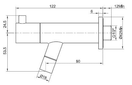 Wiesbaden Amador toiletkraan muurbevestiging 1/2''chroom