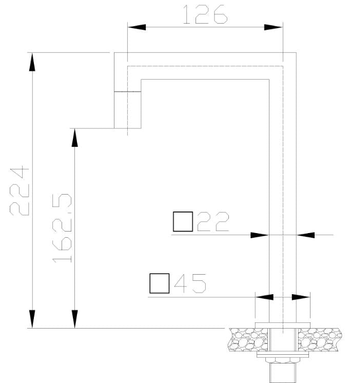 Wiesbaden Kappa toiletkraan staand hoekig vierkant chroom