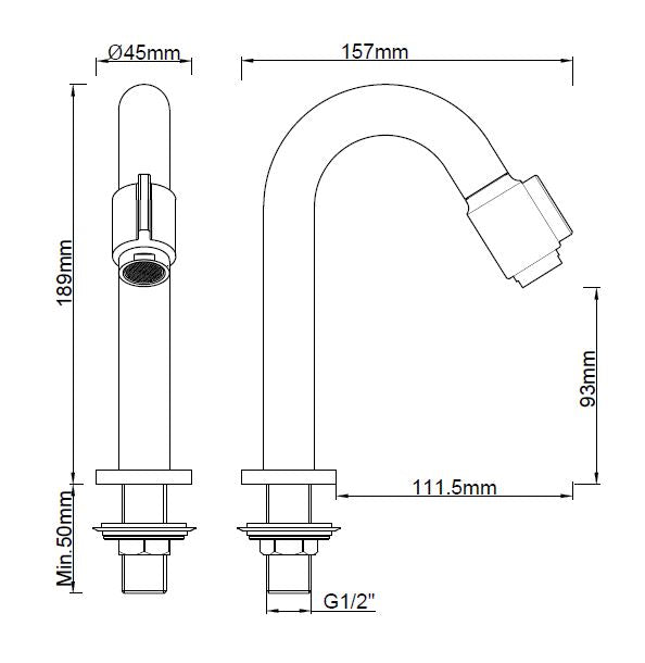 Wiesbaden Victoria luxe toiletkraan 1/2''geborsteld koper