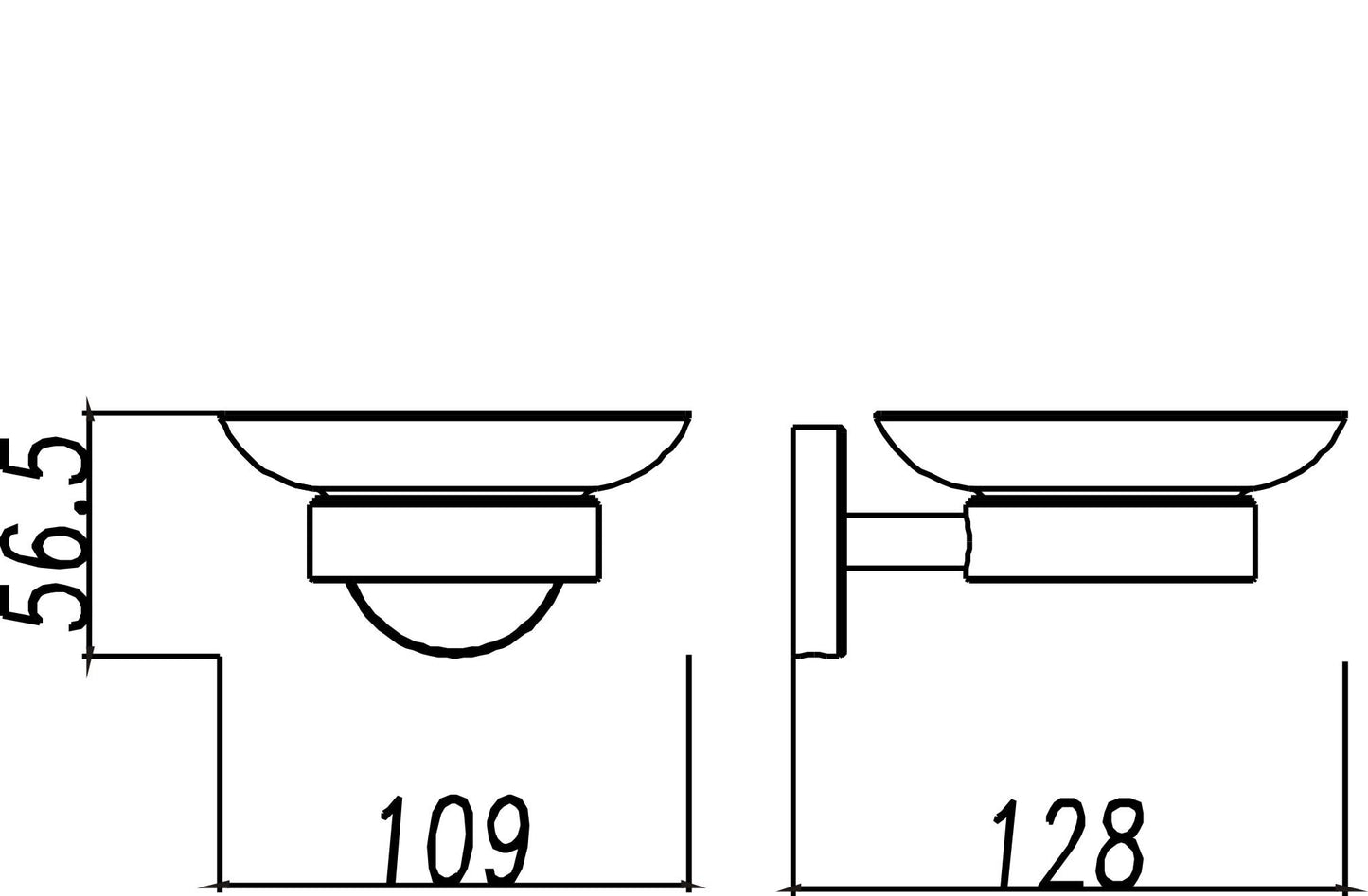 Wiesbaden 304-zeepschaalhouder met glas RVS