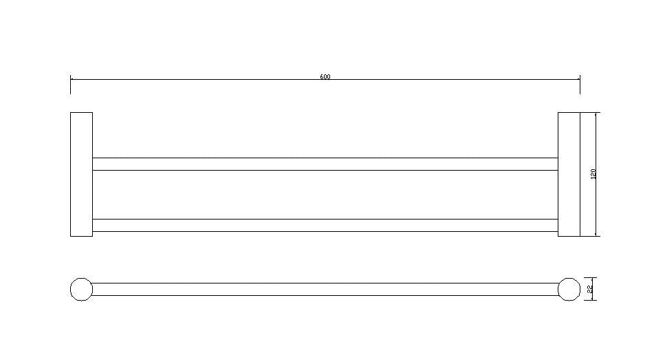 Wiesbaden Ida dubbele handdoekrek 60cm chroom