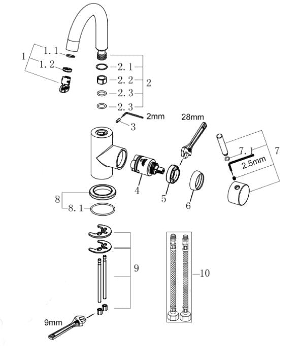 Wiesbaden Caral opbouw wastafelkraan met draaibare uitloop mat-zwart