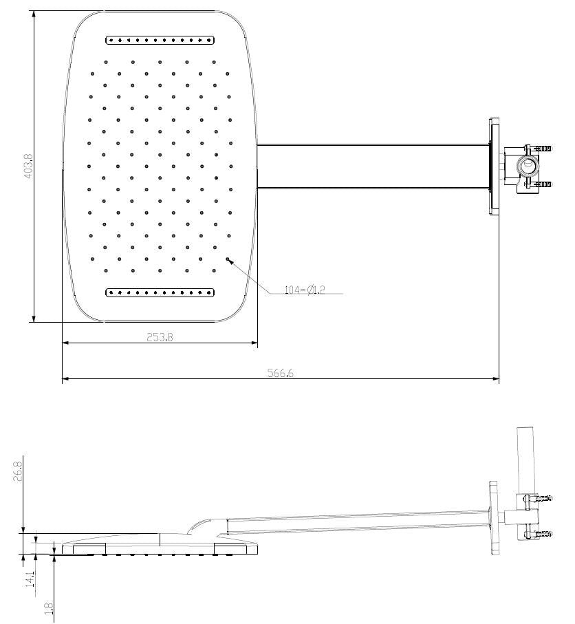 Wiesbaden waterval hoofddouche met douchearm 404x254 chroom