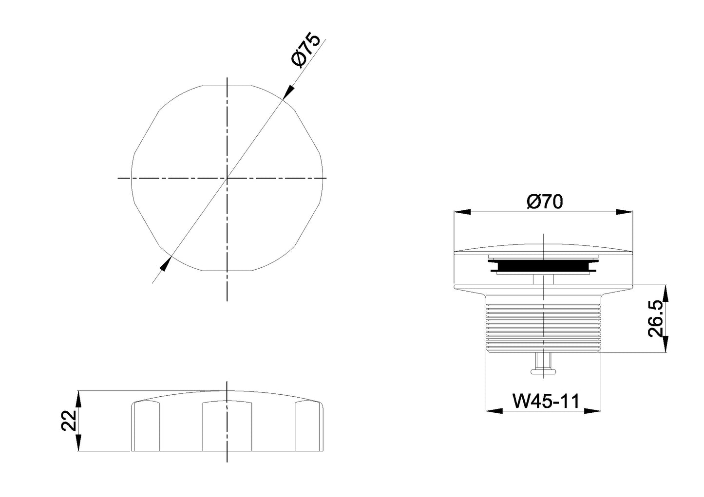 Wiesbaden knop/plug badoverloopcombinatie geborsteld messing
