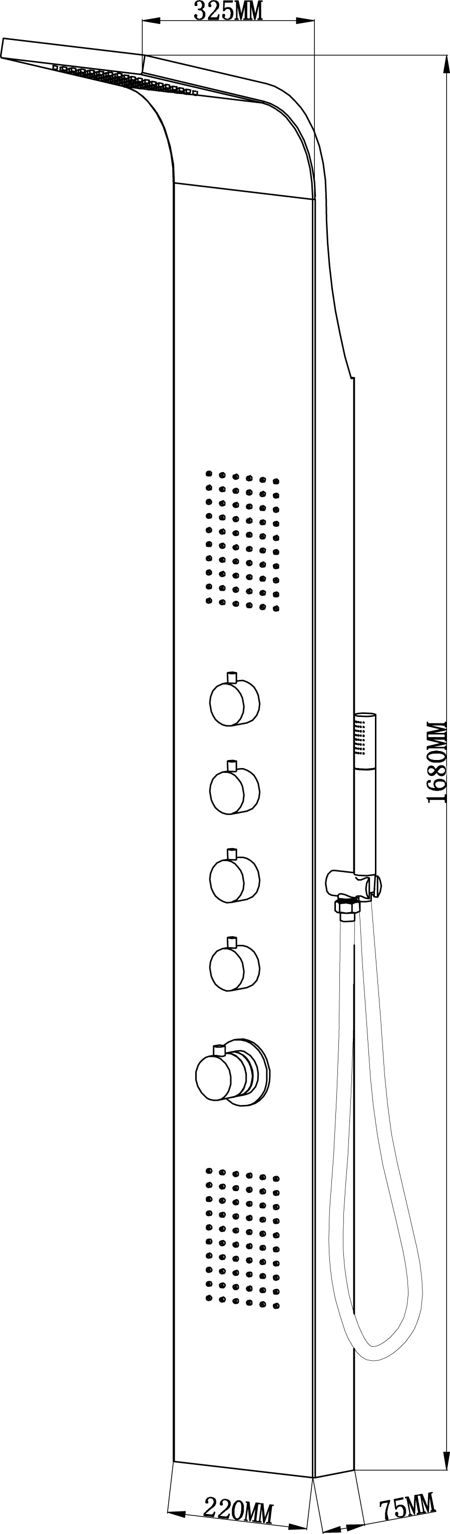 Wiesbaden Huron RVS douchekolom + therm.kraan