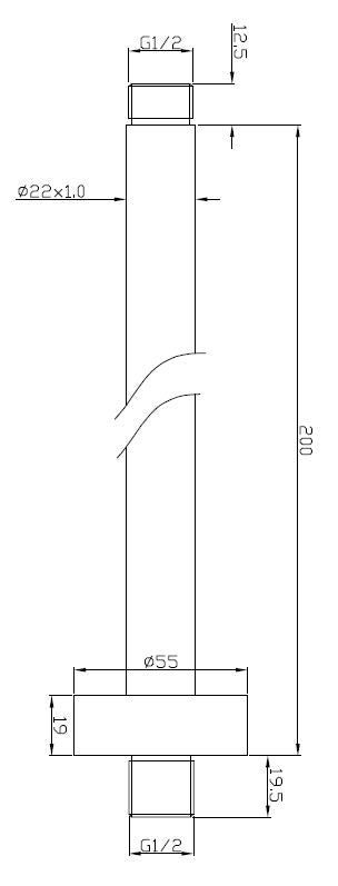 Wiesbaden luxe douche-arm rond plafondbev. 20cm chroom