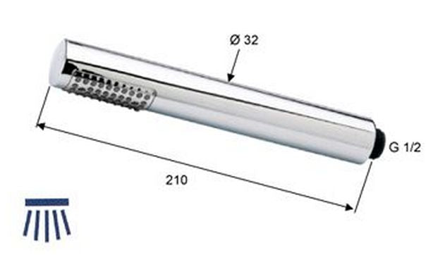 Wiesbaden chroom ABS handdouche rond 1/2''