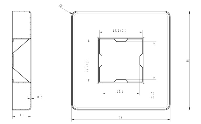 Wiesbaden luxe douche-arm vierkant plafondbev. 15cm chroom