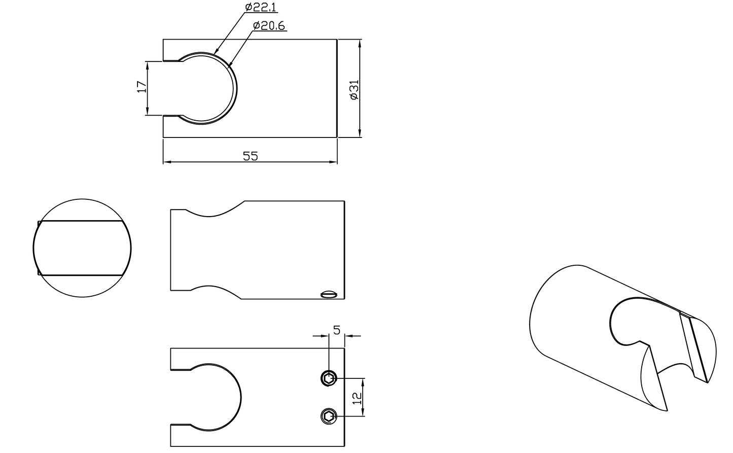 Wiesbaden luxe vaste handdouchehouder mess.geborsteld staal