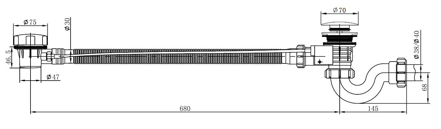 Wiesbaden luxe badplug-overloopcomb. + waste chroom
