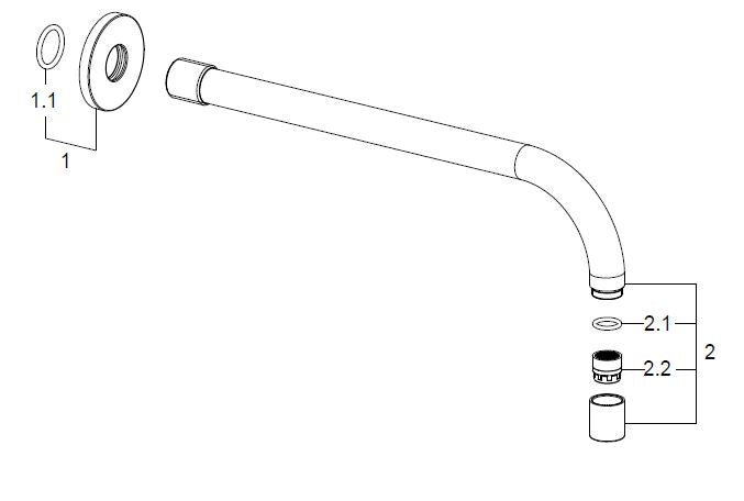 Wiesbaden SLIM 18mm uitloop rond 25cm 1/2" geborsteld staal