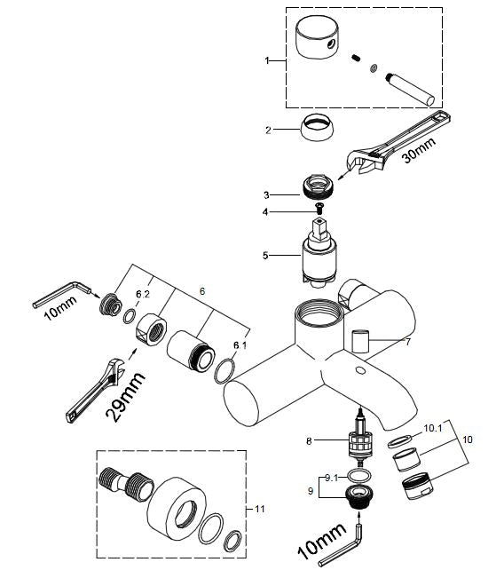 Wiesbaden Cadans badmengkraan met omstel geborsteld staal
