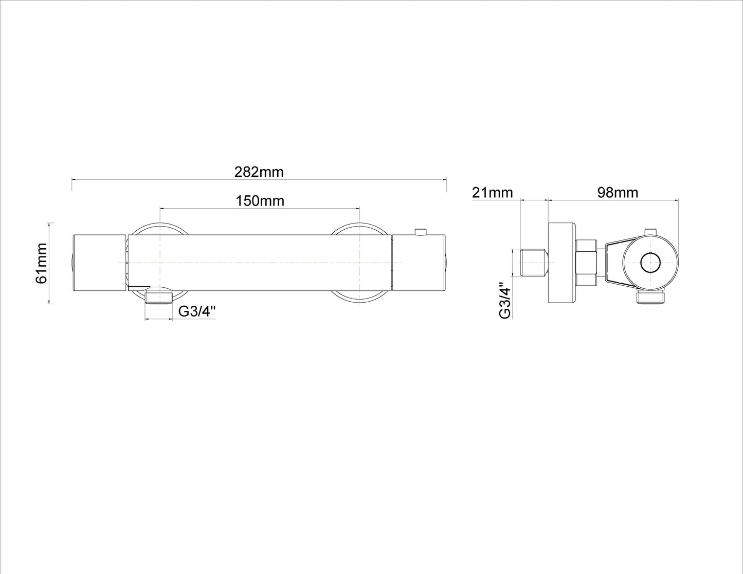 Wiesbaden Eco Cool-Touch thermostatische douchemengkraan chroom