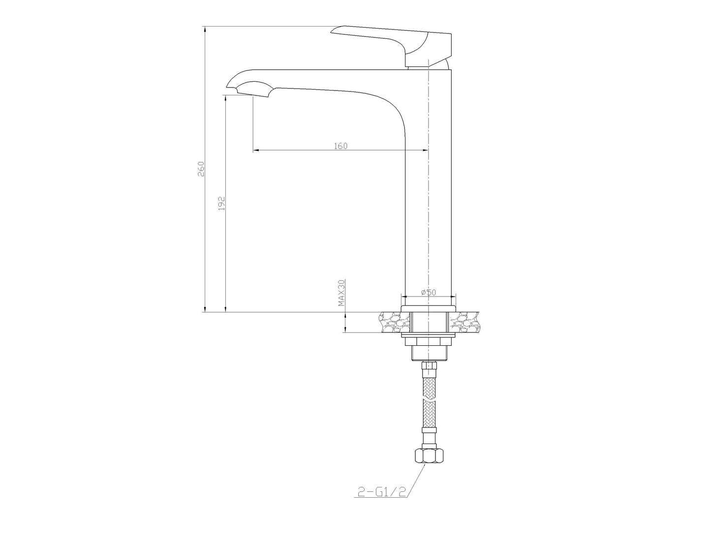 Wiesbaden Tarma eenhendel-wastafelmengkraan hoog zwart/chroom