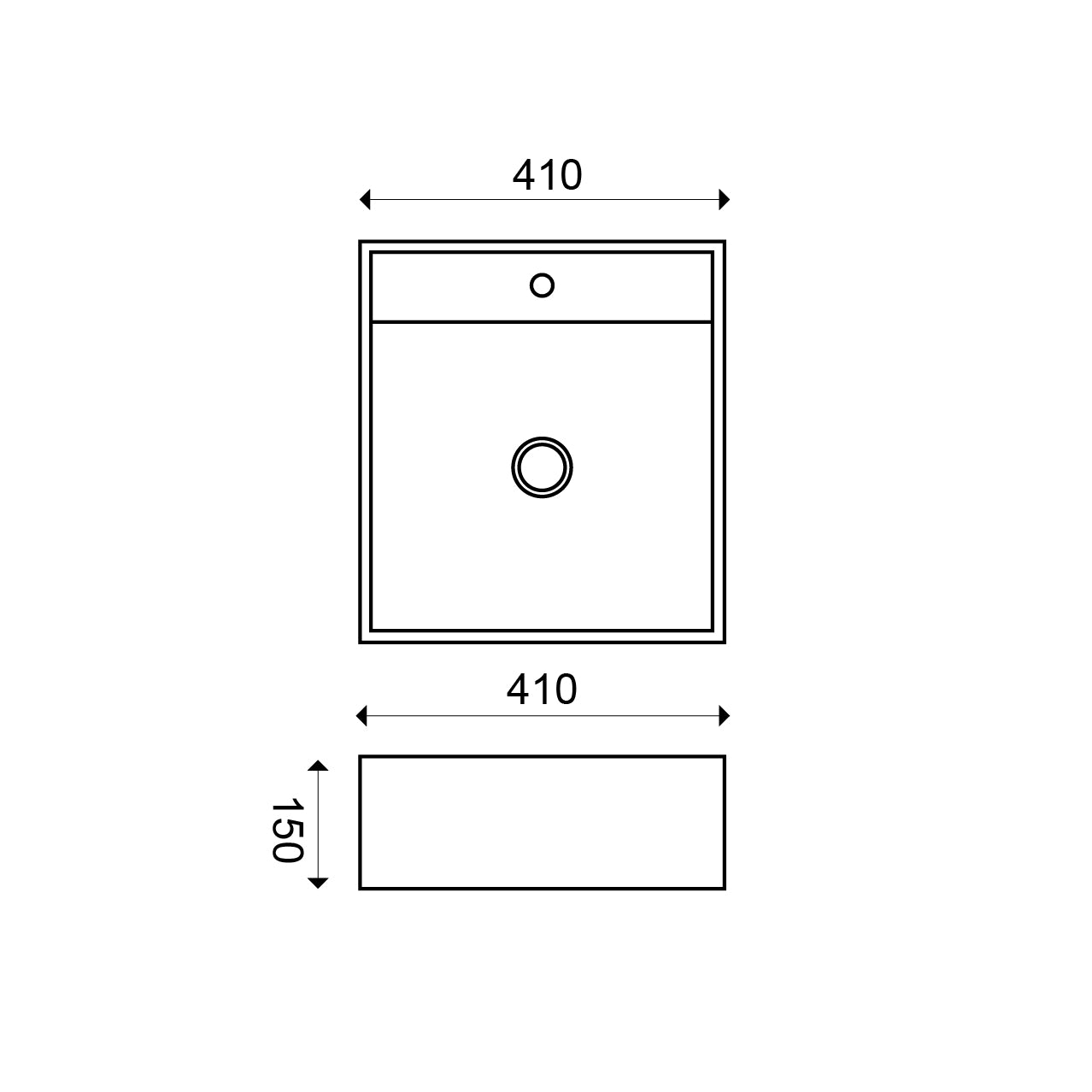 Larx waskom vierkant 41 x 41 x 15 cm keramiek glans wit