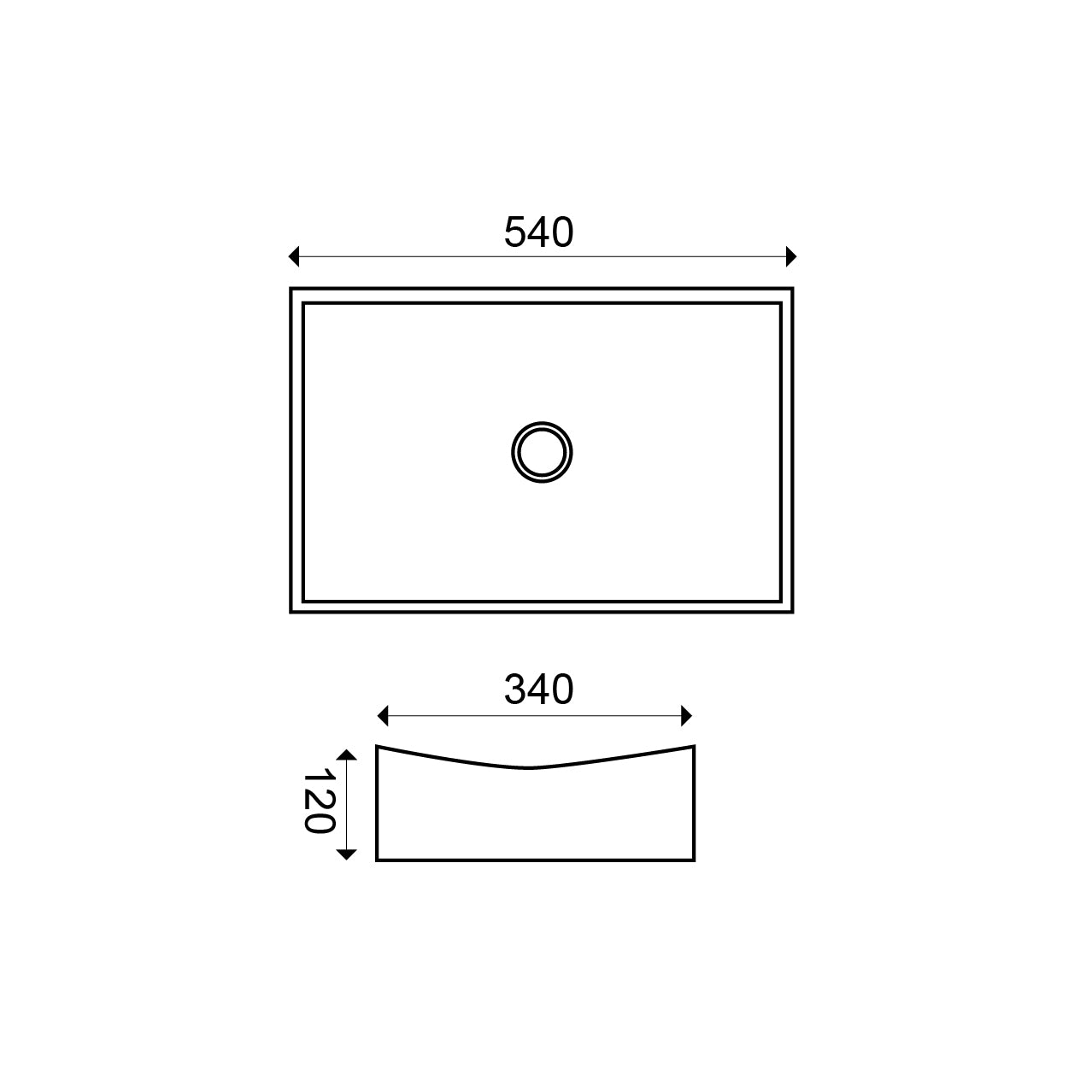 Slide waskom rechthoekig 55 x 35 x 12 cm keramiek glans wit