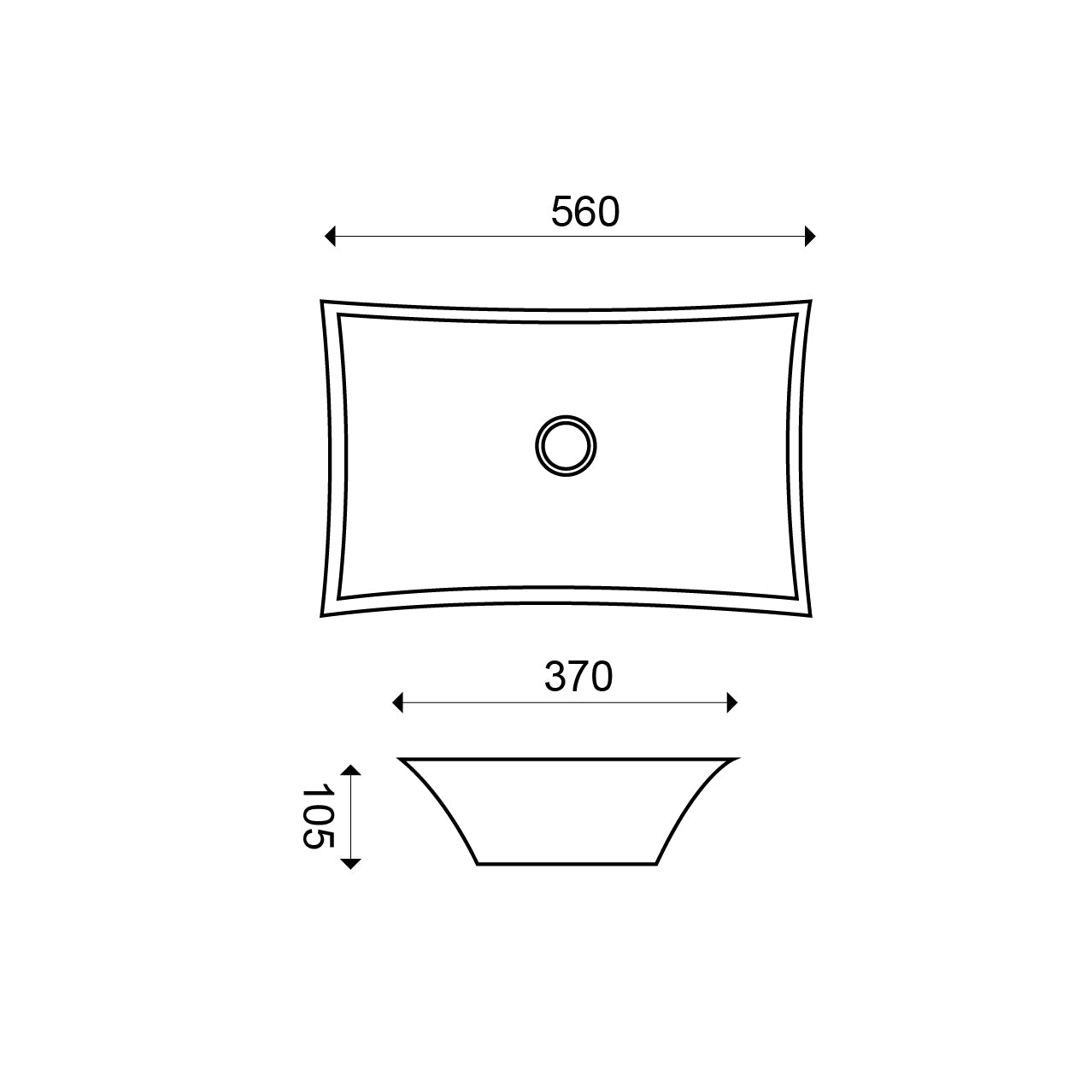 Scala waskom rechthoekig 56 x 37 x 10