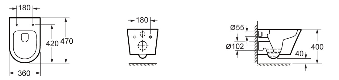 Wiesbaden Vesta-Junior rimless wandcloset 47cm +Flatline zitting wit