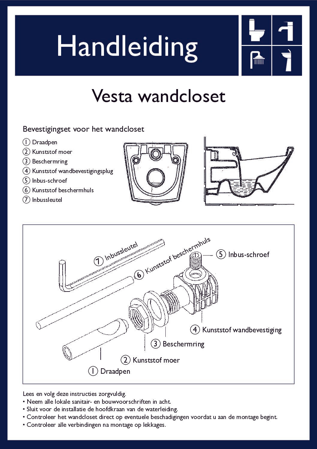 Wiesbaden Vesta rimless wandcloset 52cm zonder zitt. mat-wit