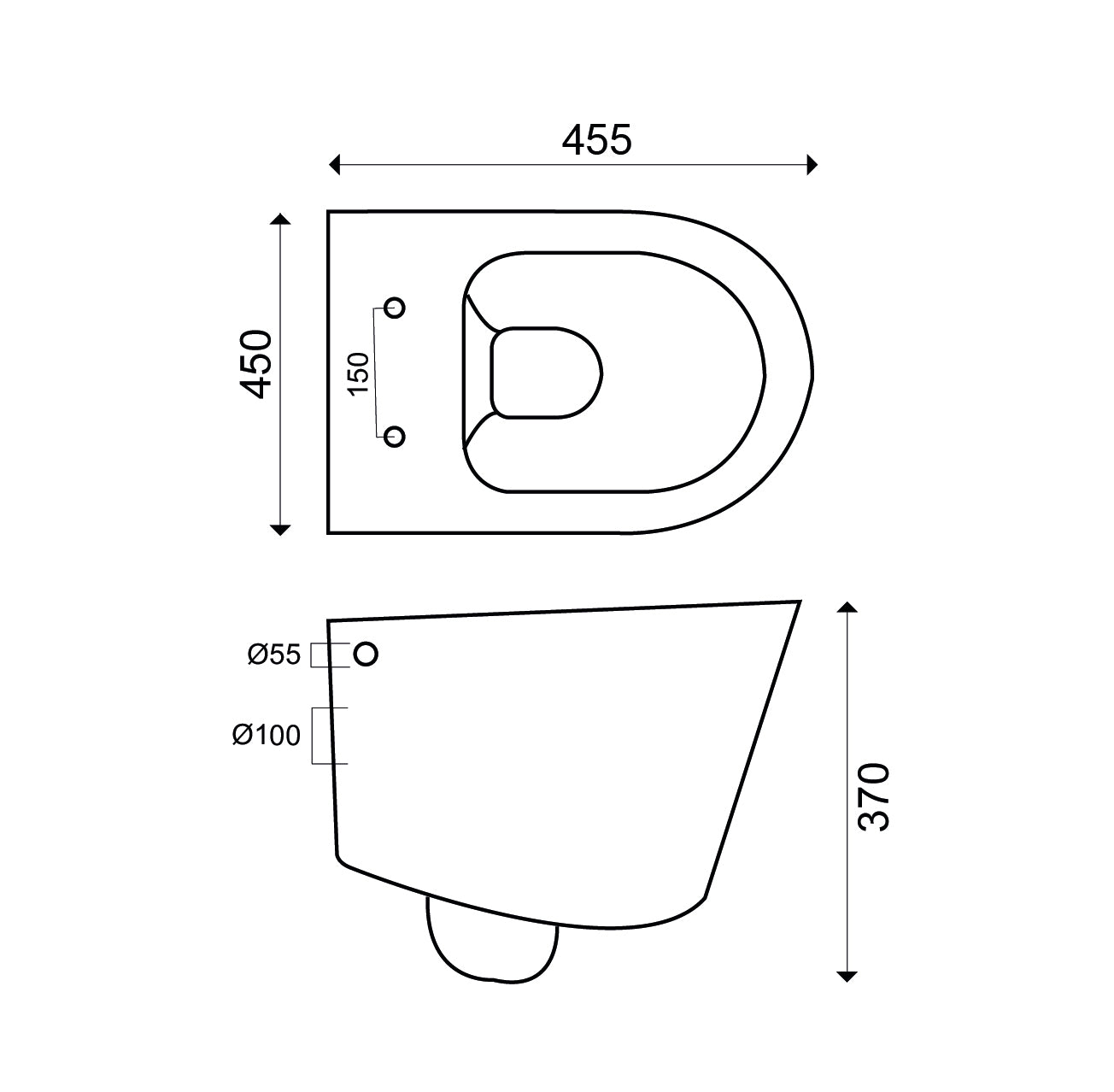 Wiesbaden Flow rimless wandcloset met nano coating 55cm + zitting diepspoel wit