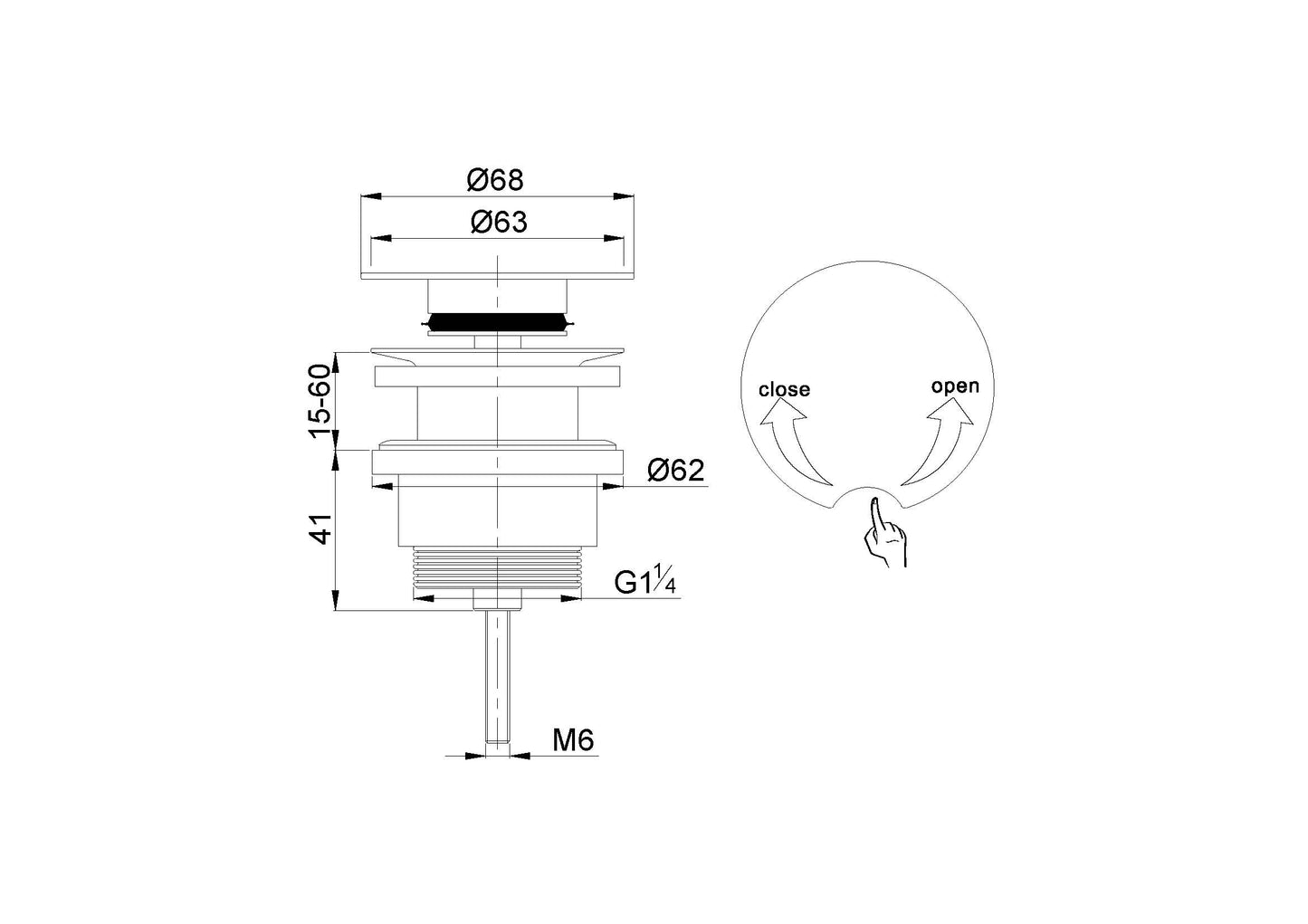 Wiesbaden luxe draaiwaste 5/4 laag model mat-zwart