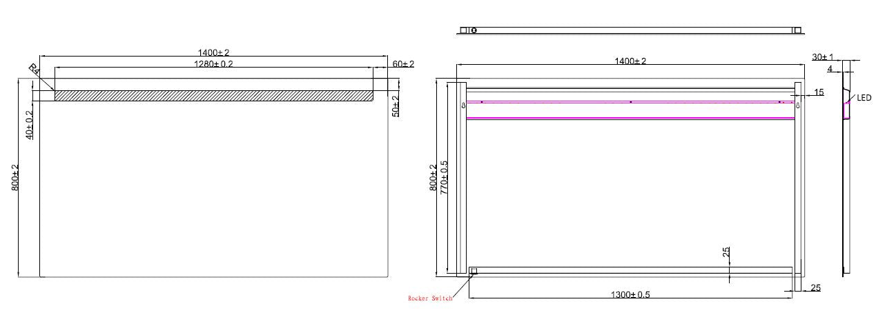 Wiesbaden Tigris spiegel met led verlichting 140x80cm