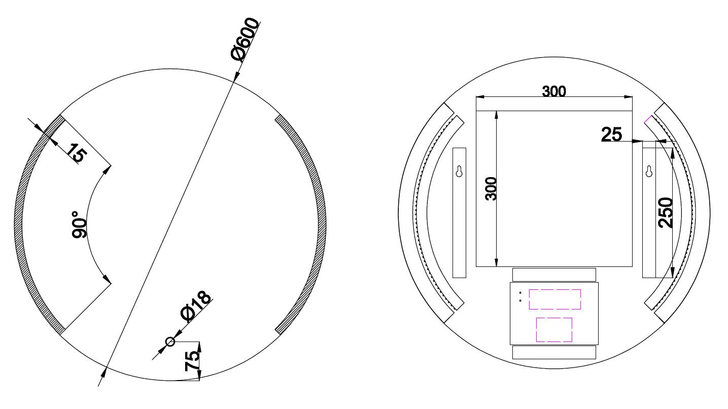 Wiesbaden Round dimbare LED condensvrije spiegel rond 60cm