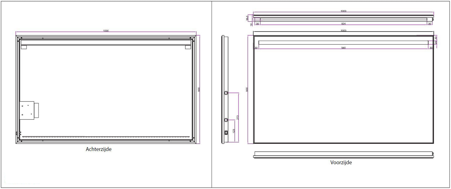 Wiesbaden Ambi One dimbare Led condensvrije spiegel 100x60cm