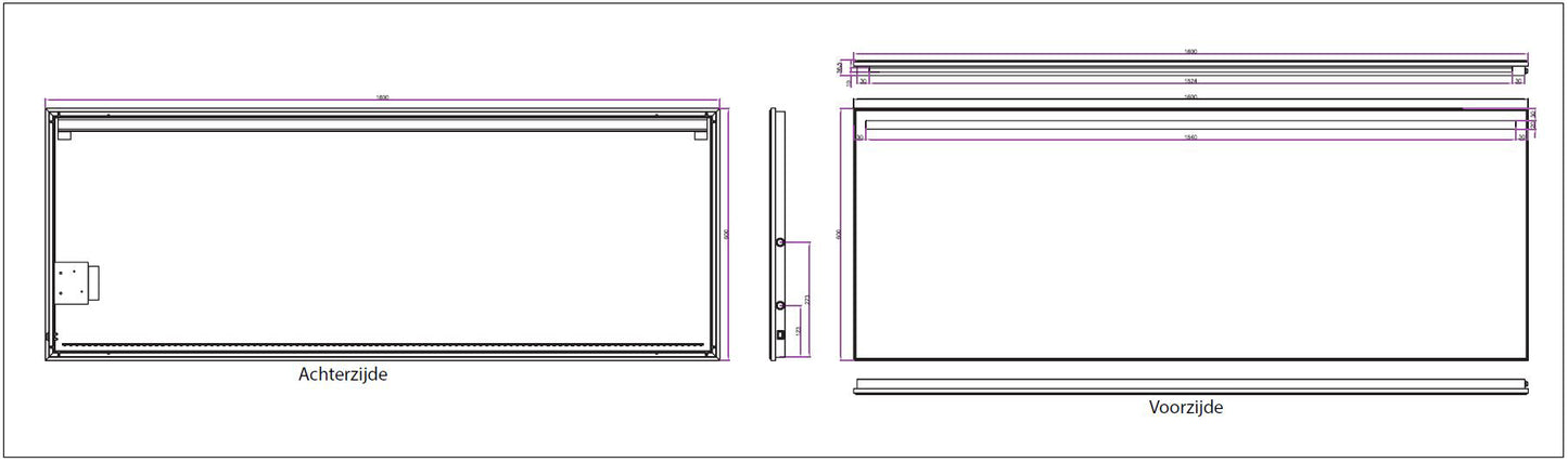 Wiesbaden Ambi One dimbare Led condensvrije spiegel 160x60cm