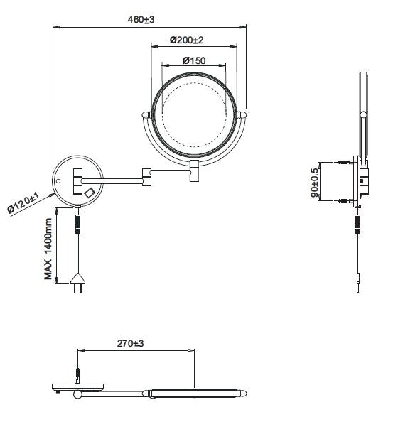 Wiesbaden wand scheerspiegel met led verlichting