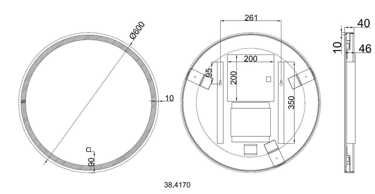 Wiesbaden Maro spiegel 60cm rond + Led matzwart