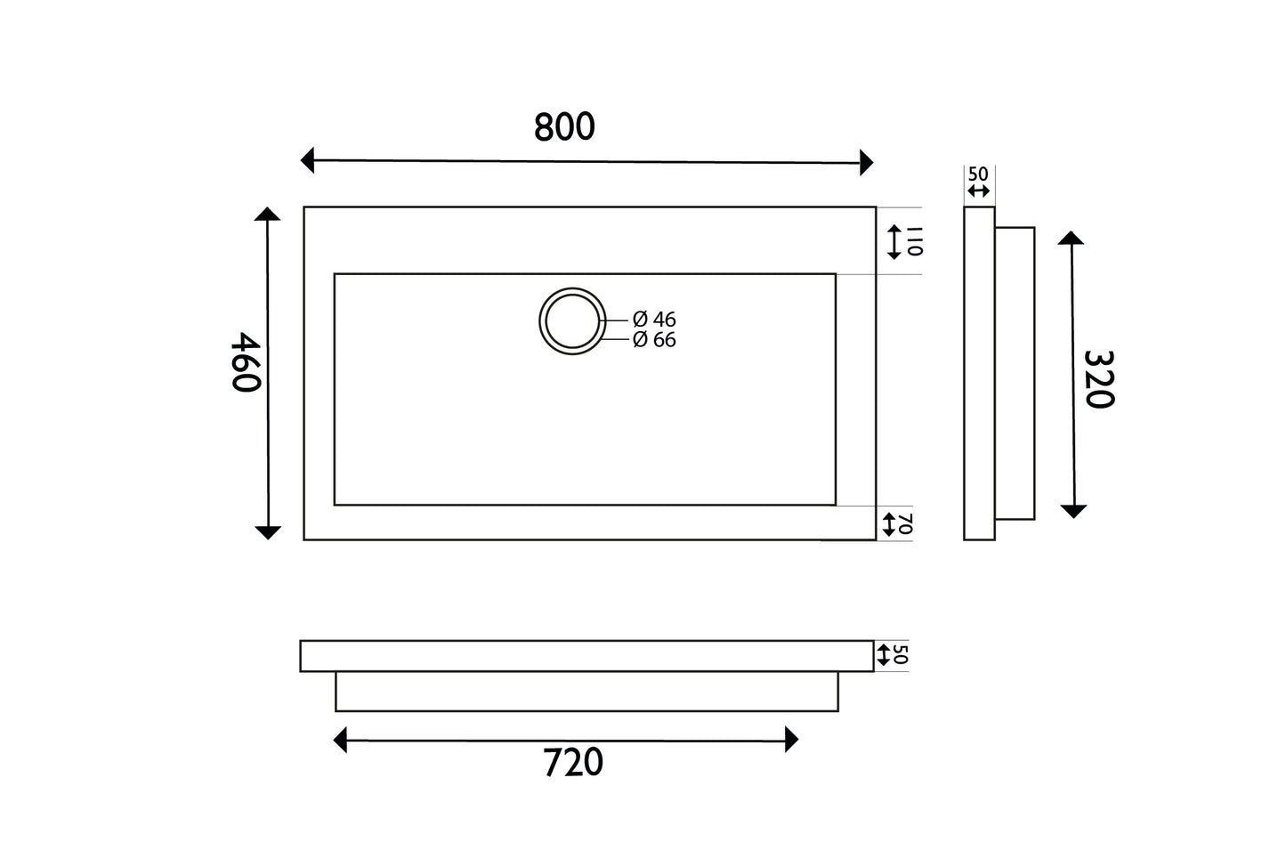 Wiesbaden hardstenen meubelwast. 80x46x5 zo.kr.gat