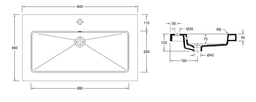 Wiesbaden keramische meubelwastafel 80x46 1 kr.gat