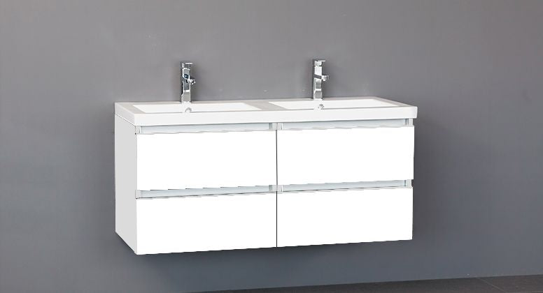 Badmeubel Trend Keramiek 120 Hoogglans Wit met 4 lades