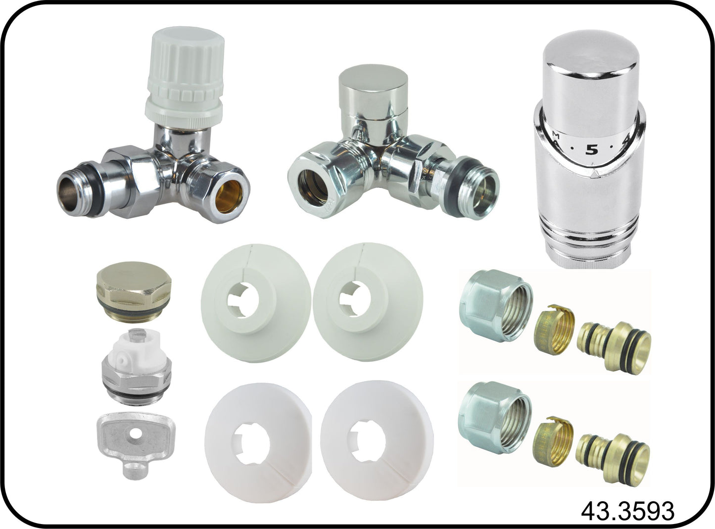 Riko luxe thermostatische radiatoraansluitset haaks verkeerd links