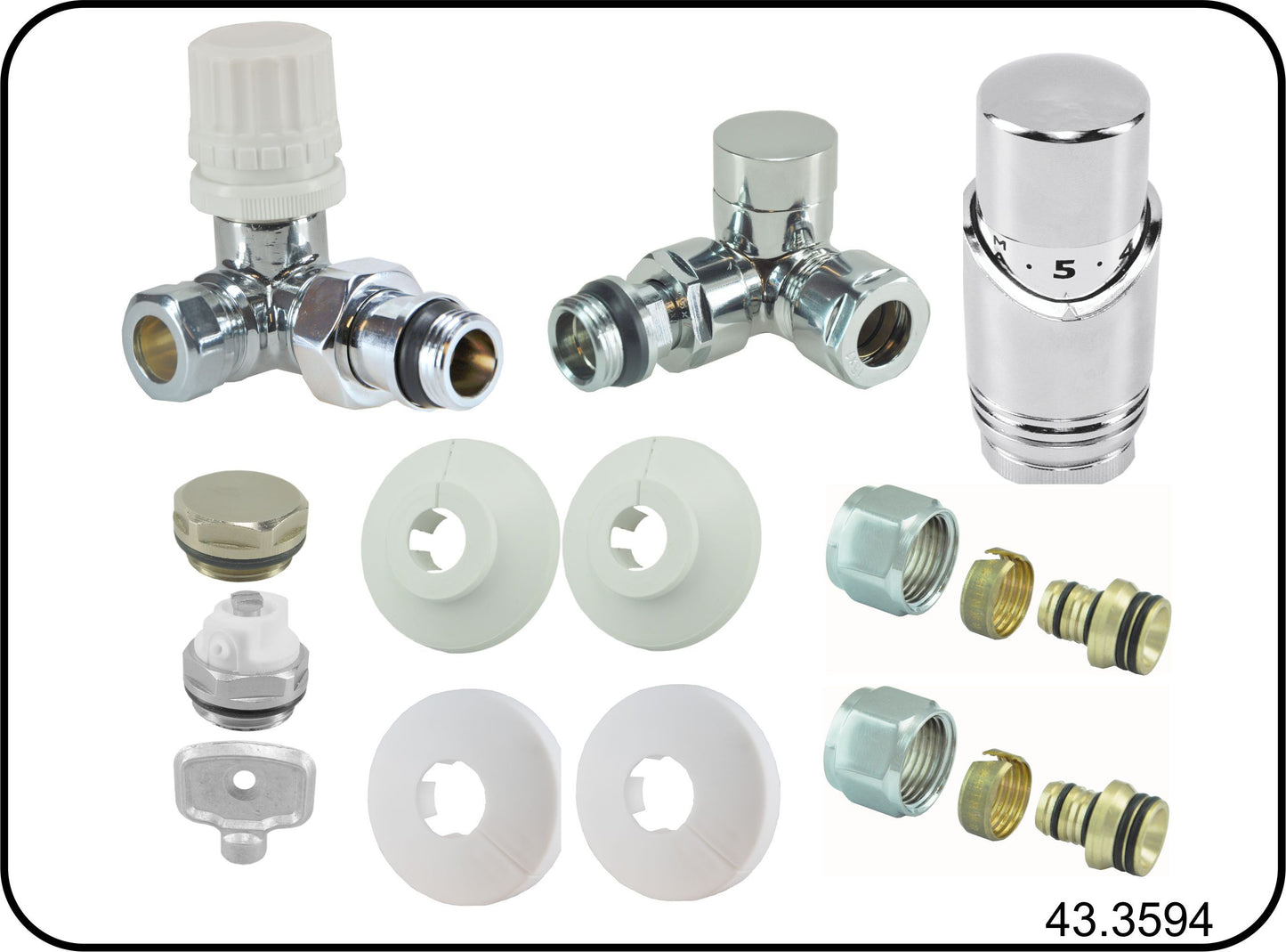 Riko luxe thermostatische radiatoraansluitset haaks verkeerd rechts