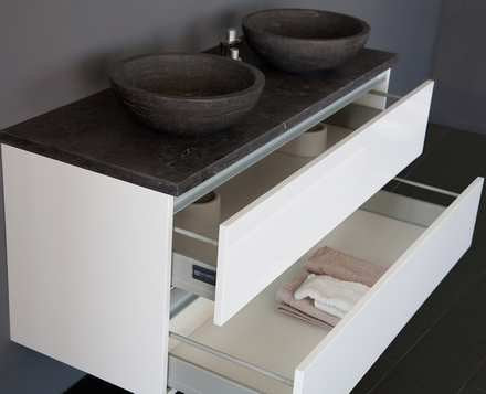 Badmeubel Trend Dynasty met 2 ronde kommen 120 Hoogglans Wit