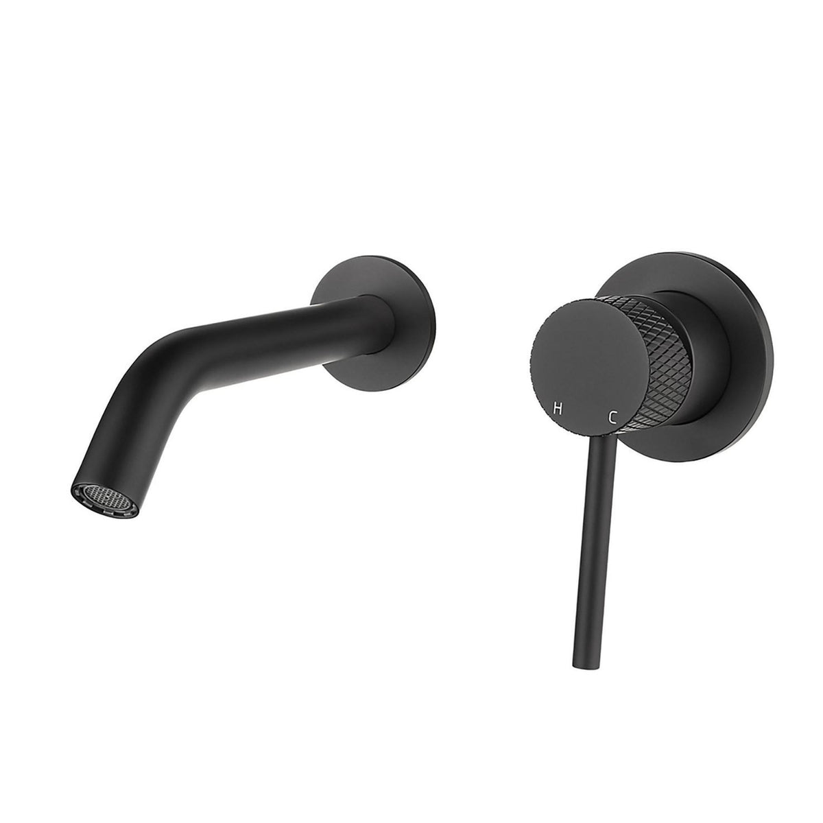 Ribbd inbouw-wastafelmengkraan eenhendel compleet mat zwart