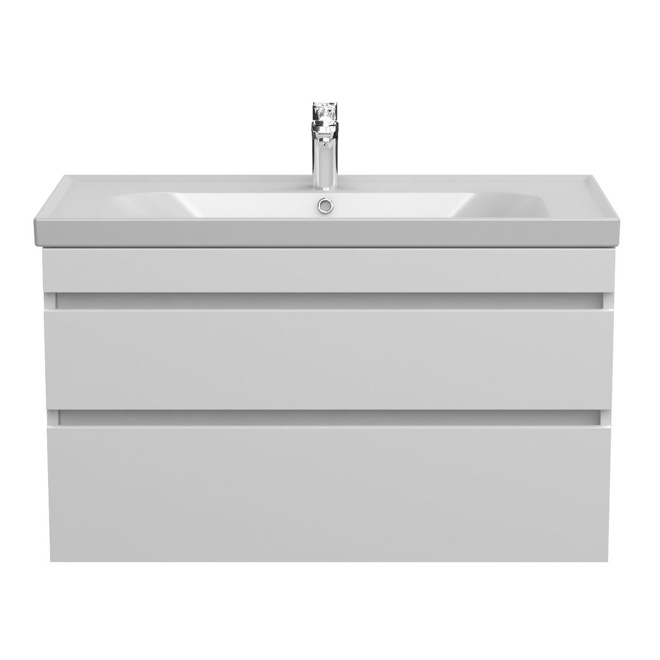 Badkamermeubel Finn 100x59x45cm Wit Glans met keramische wastafel