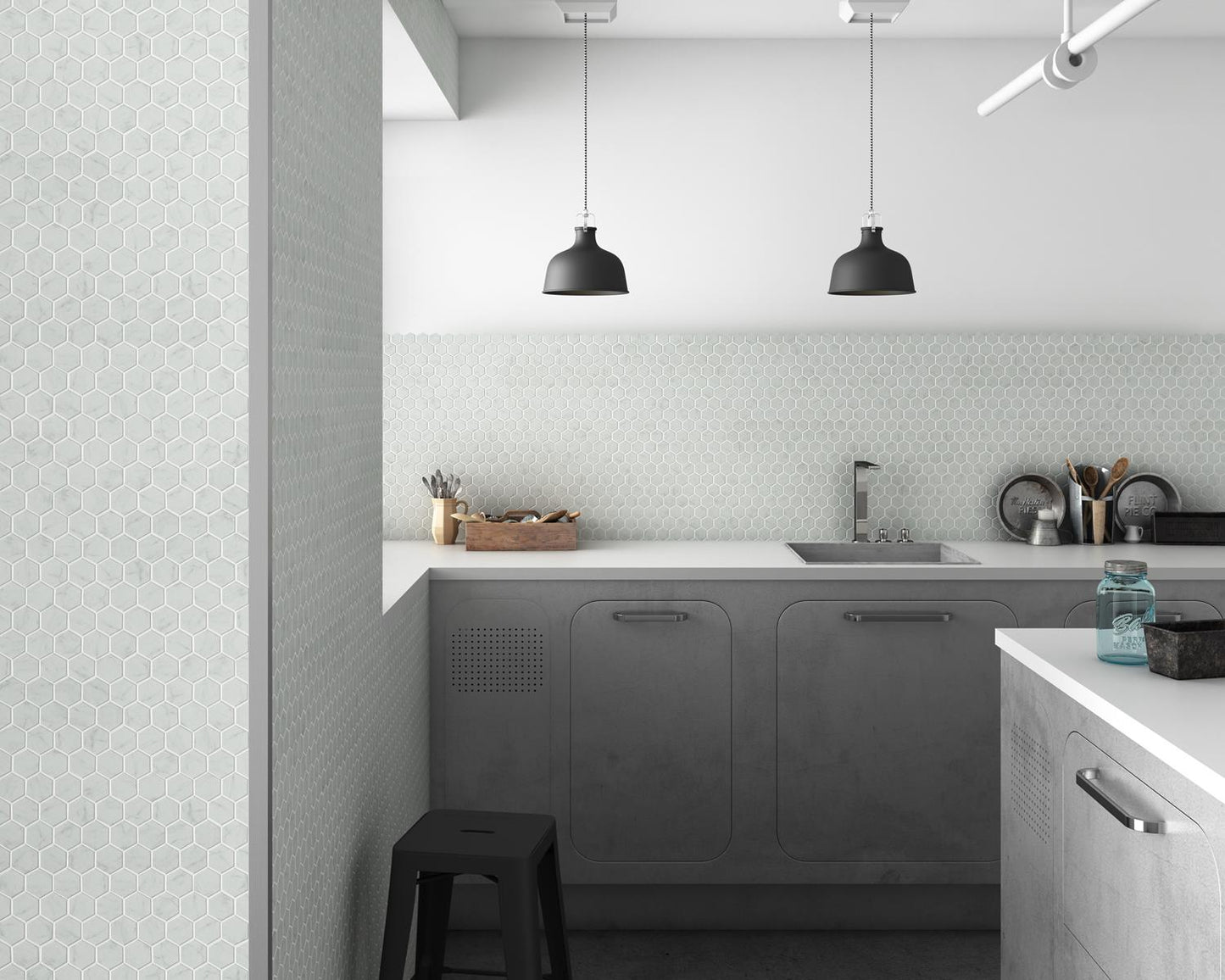 Mozaiek Tegels Hexagon statuario 3,5x3,5cm