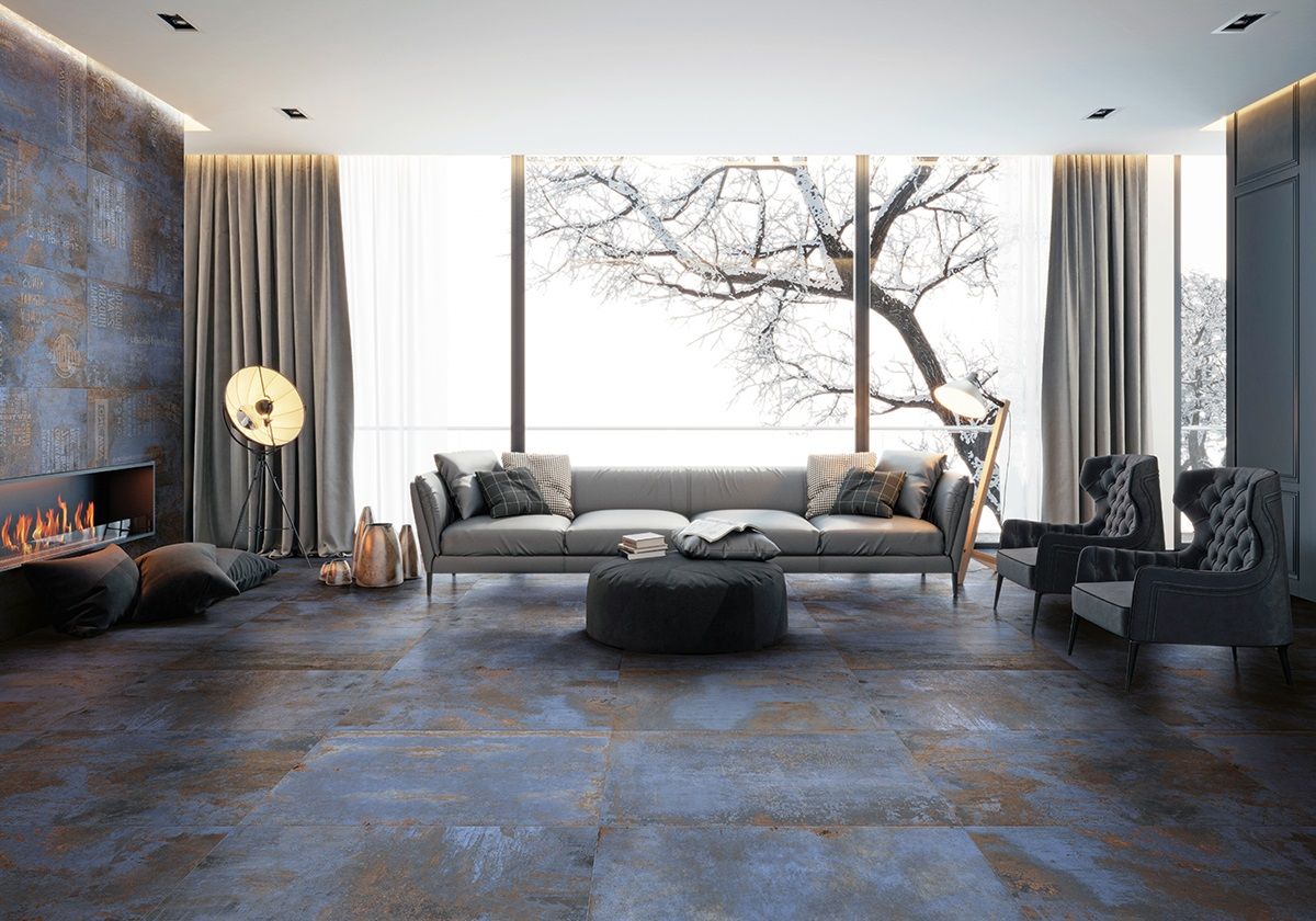 Flatiron Blue 60x60 rett vloertegels / wandtegels