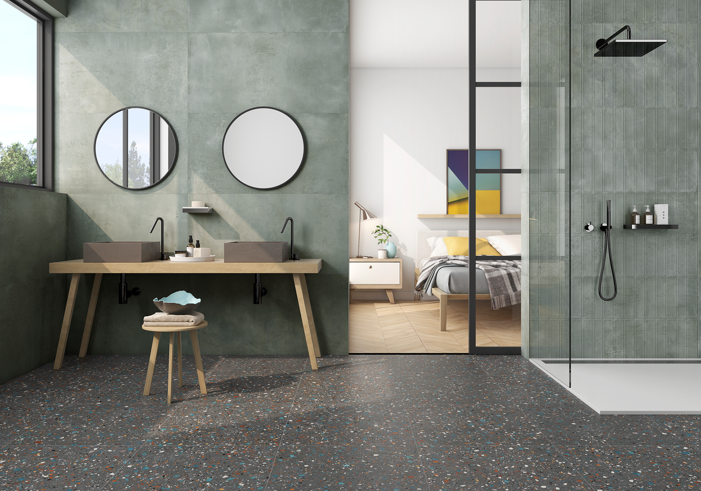 Vloertegel Gobi Nero 90x90 rett