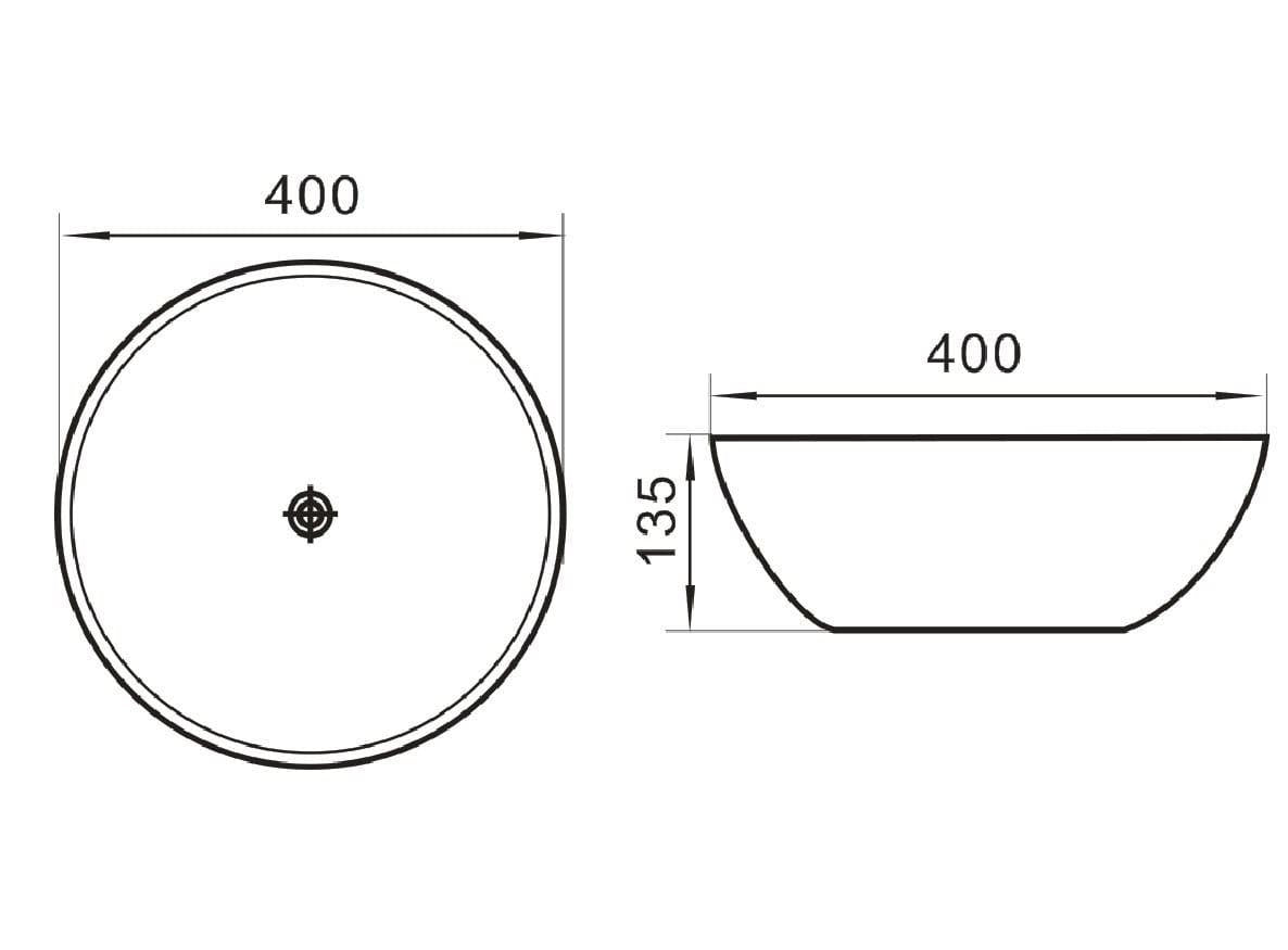 Waskom Opbouw Lorens Rond 40x40x13.5cm Mat Zwart